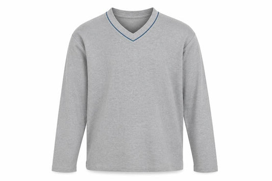 Avenue Mens Grey V-Neck Cotton Pullover Jumper Size M