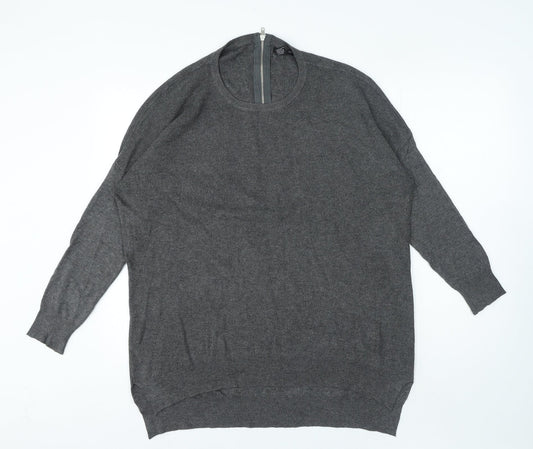 Select Womens Grey Round Neck Viscose Pullover Jumper Size L