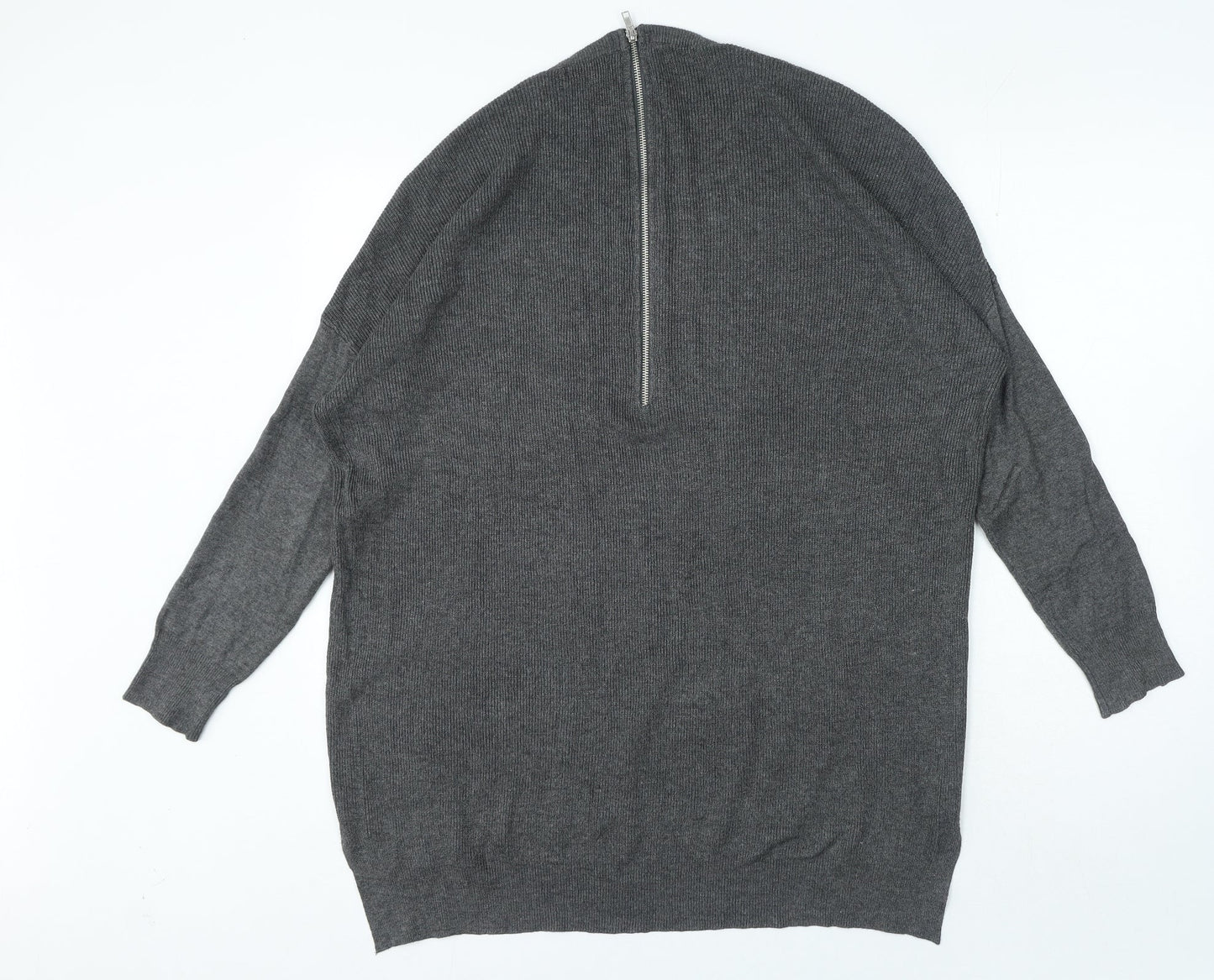 Select Womens Grey Round Neck Viscose Pullover Jumper Size L