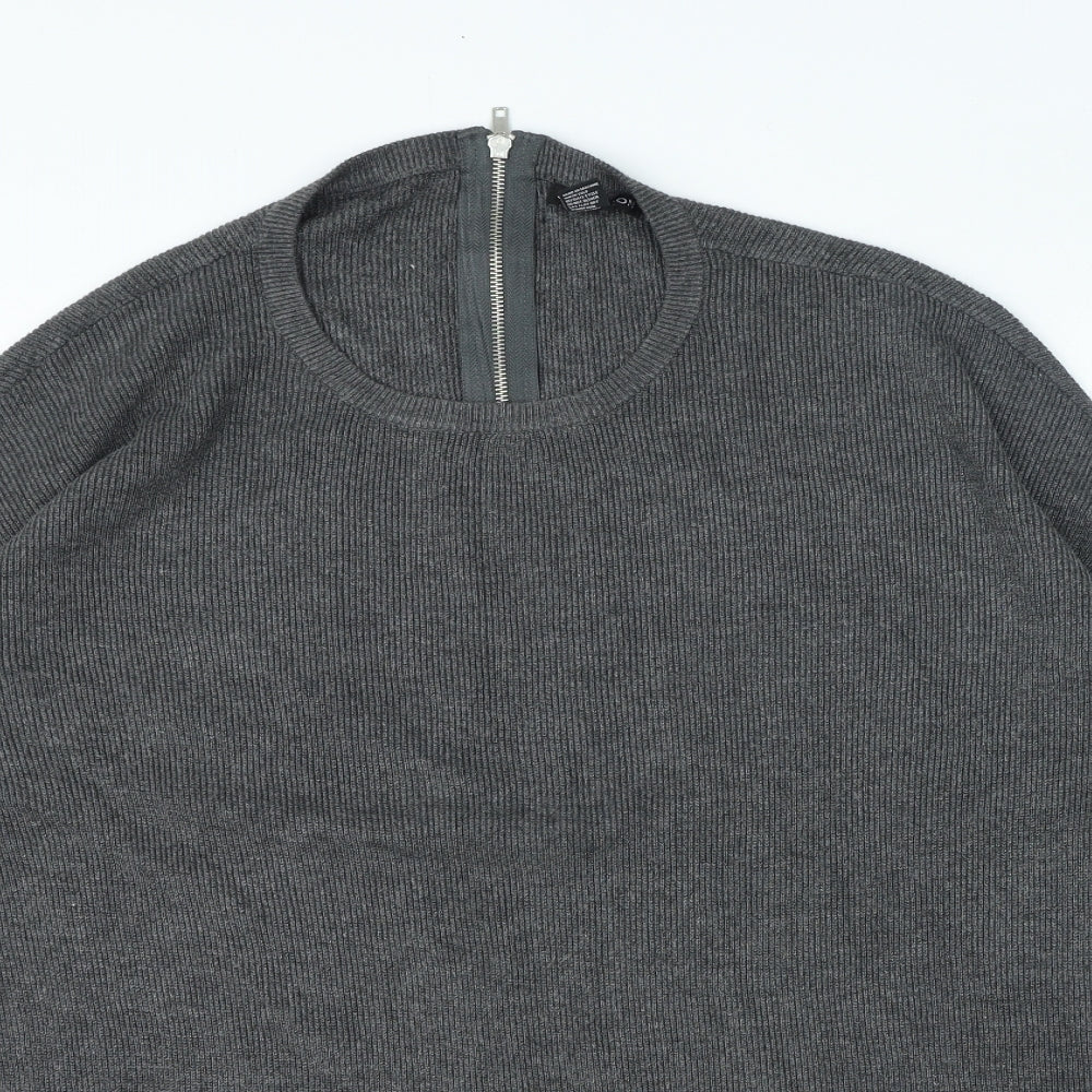 Select Womens Grey Round Neck Viscose Pullover Jumper Size L
