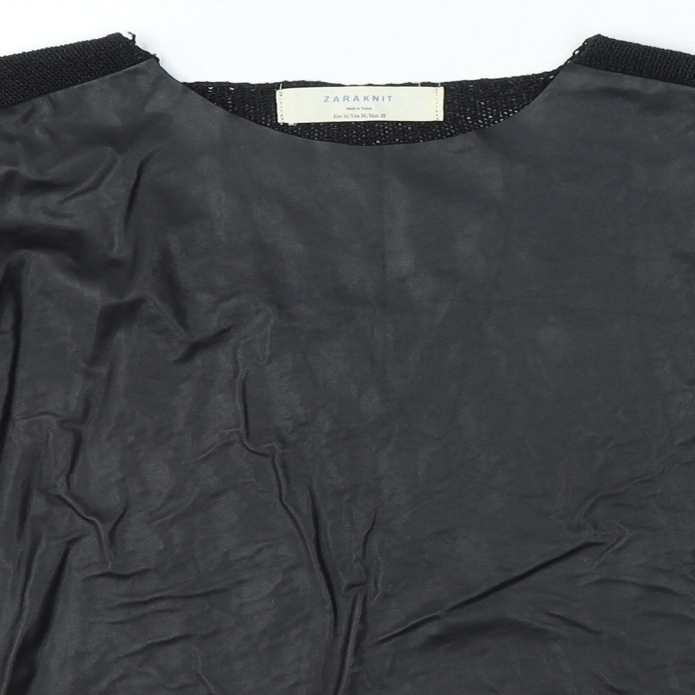 Zara Womens Black Round Neck Herringbone Polyester Pullover Jumper Size M