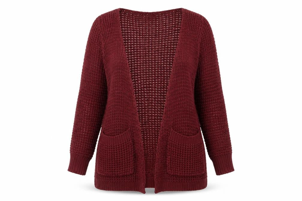 MANDI Womens Red V-Neck Polyester Cardigan Jumper Size 12
