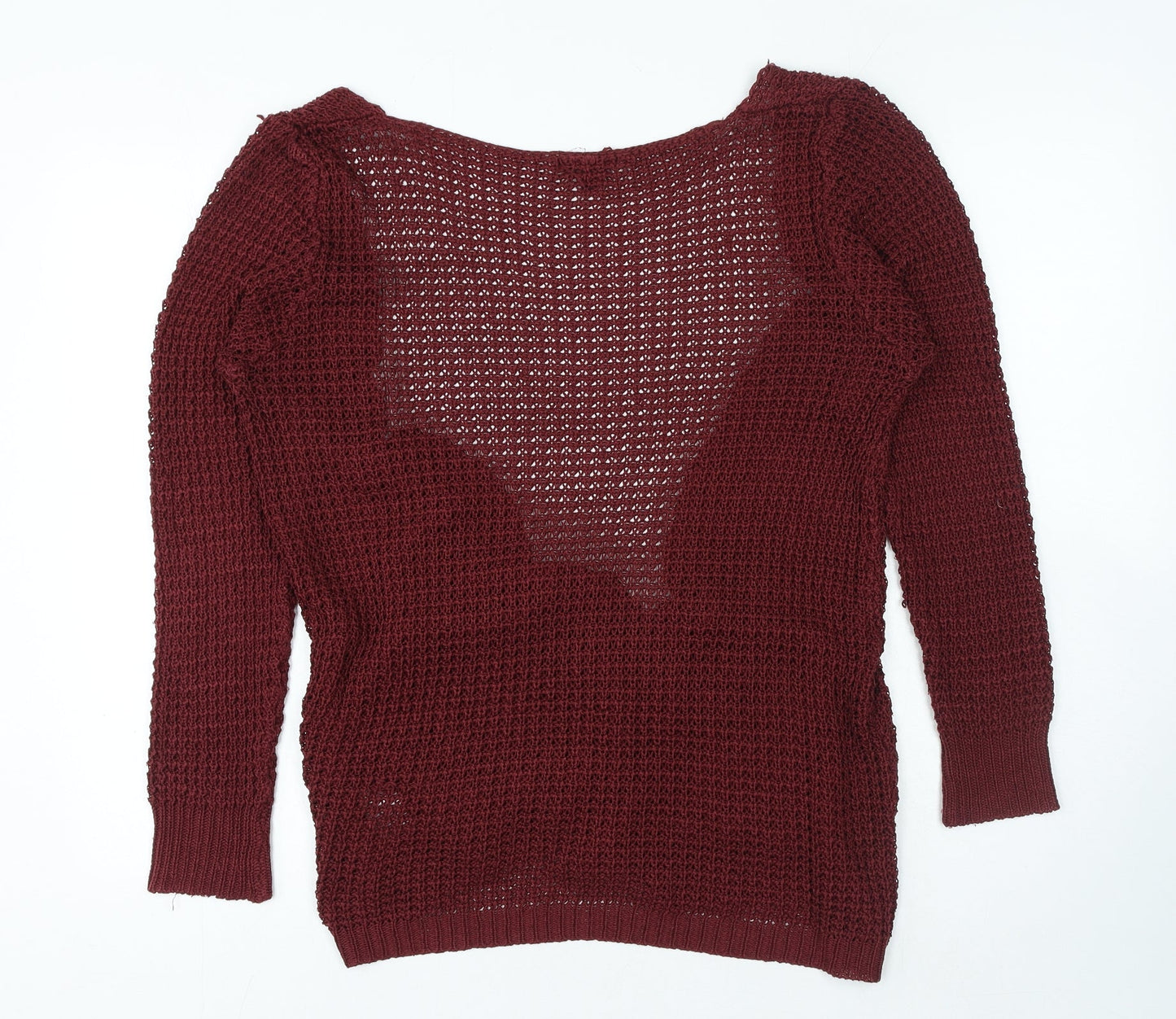 MANDI Womens Red V-Neck Polyester Cardigan Jumper Size 12