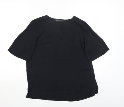 Marks & Spencer Womens Black Polyester Basic Blouse Size 12 Round Neck