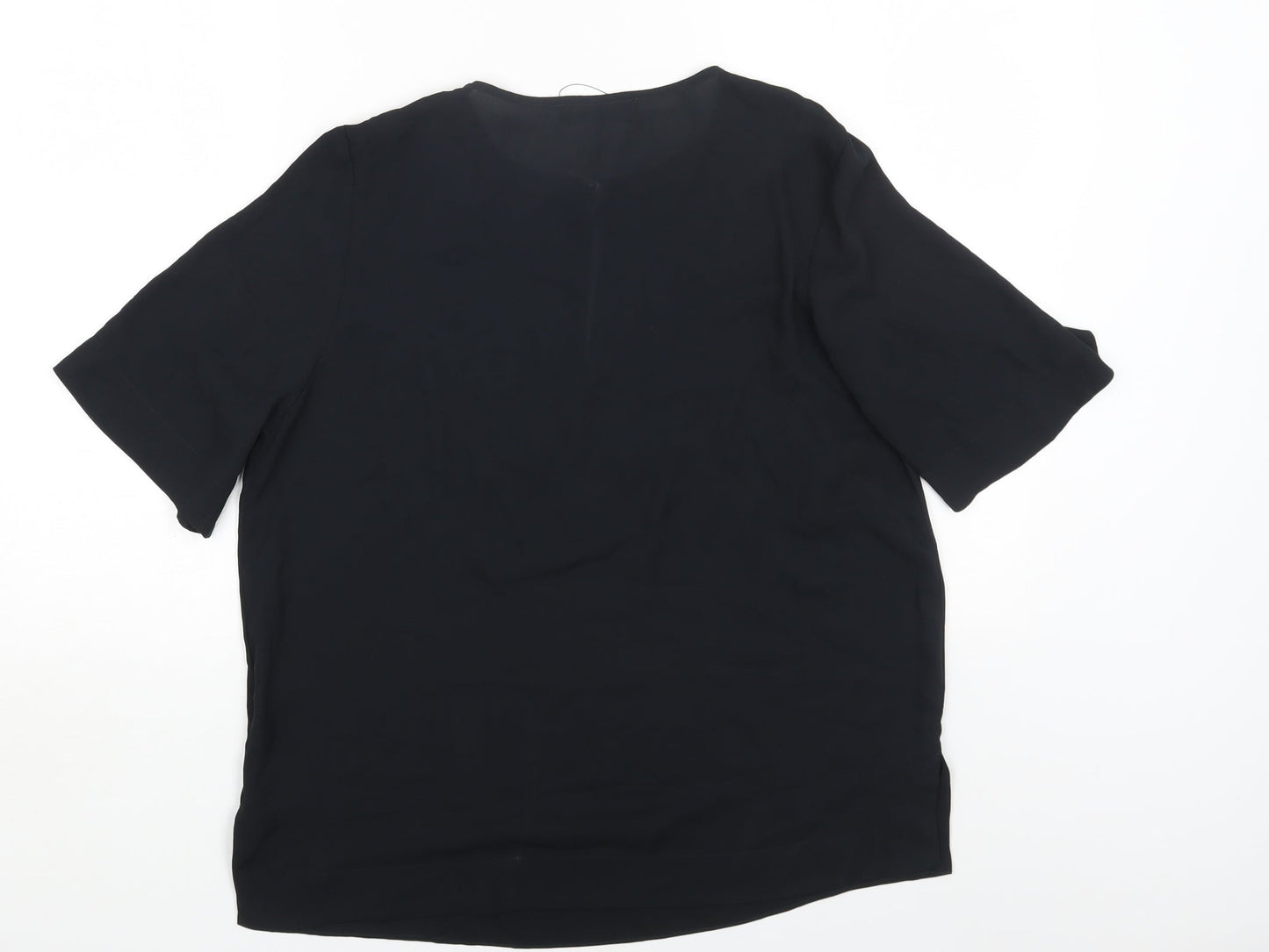 Marks and Spencer Womens Black Polyester Basic Blouse Size 12 Round Neck