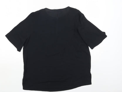 Marks & Spencer Womens Black Polyester Basic Blouse Size 12 Round Neck