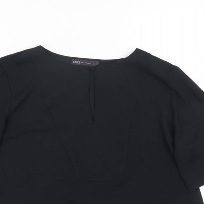Marks & Spencer Womens Black Polyester Basic Blouse Size 12 Round Neck