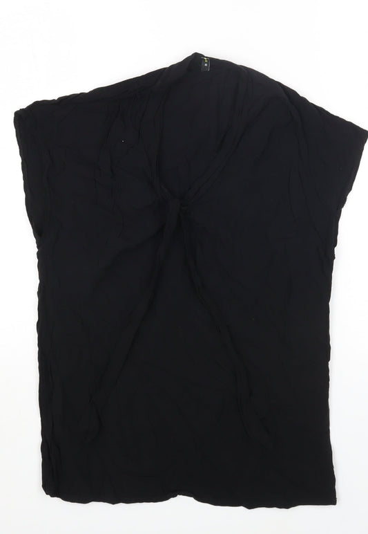 PRO PIA GRANDE Womens Black Viscose Basic T-Shirt Size M V-Neck
