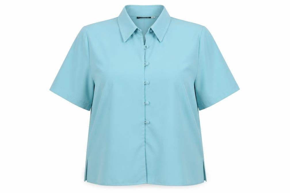 Peaches Womens Blue Polyester Basic Button-Up Size 16 Collared