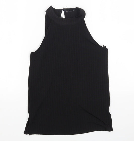 Marks and Spencer Womens Black Polyester Basic T-Shirt Size 6 High Neck