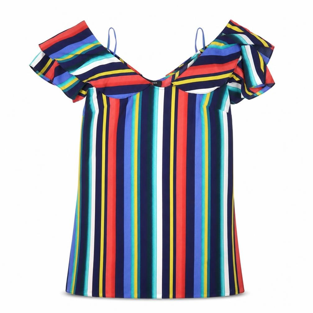 Papaya Womens Multicoloured Striped Polyester Basic Blouse Size 12 Off the Shoulder