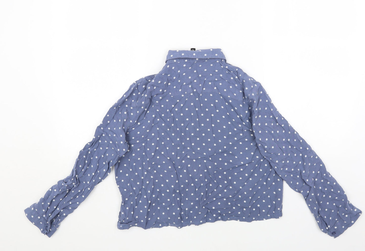 Divided by H&M Womens Blue Polka Dot Viscose Basic Button-Up Size 10 Collared