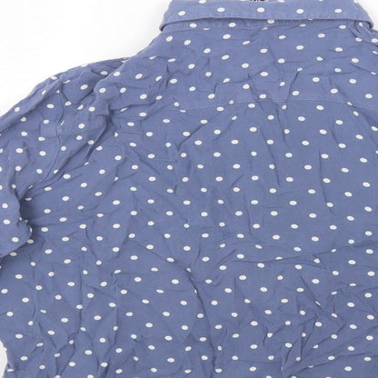 Divided by H&M Womens Blue Polka Dot Viscose Basic Button-Up Size 10 Collared