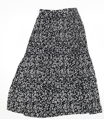 Preloved Topshop Womens Black Geometric Polyester Maxi Skirt Size 4 - Front