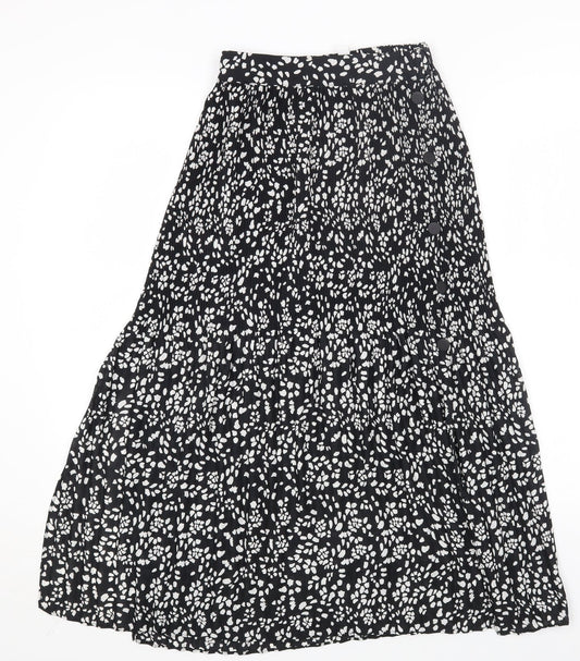 Topshop Womens Black Geometric Polyester Maxi Skirt Size 4