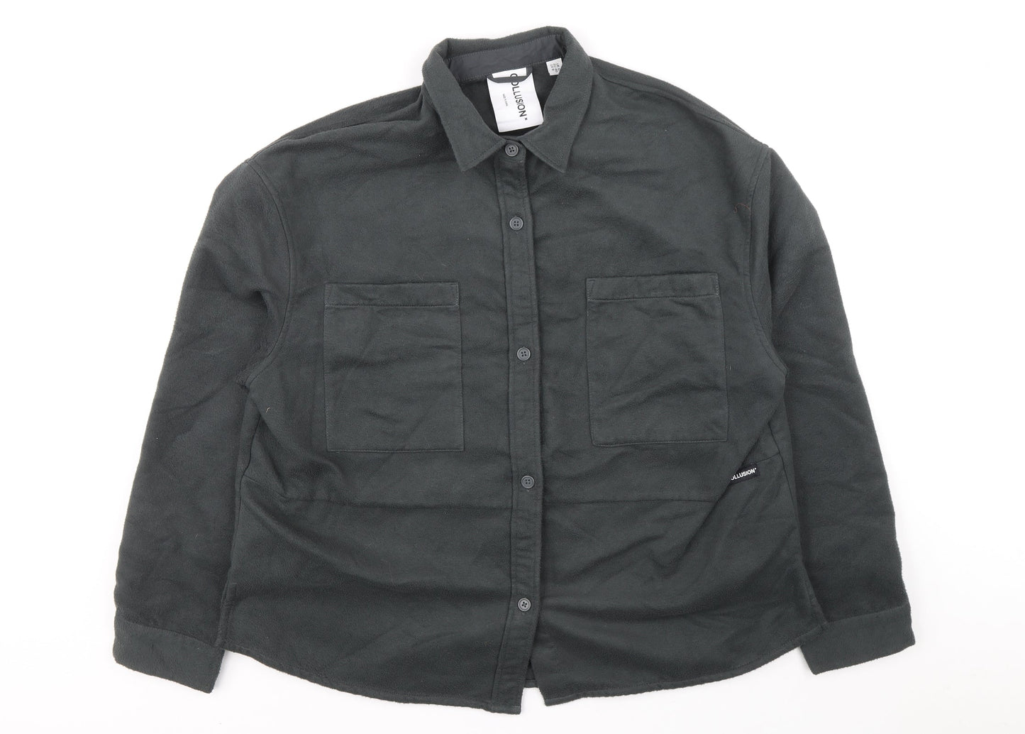 COLLUSION Womens Grey Jacket Size 8 Button