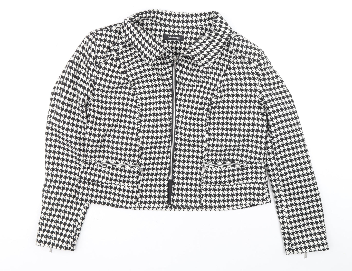 kaladescope Womens White Geometric Jacket Size 18 Zip