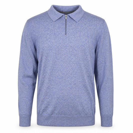 Brave Soul Mens Blue Collared Cotton Pullover Jumper Size L