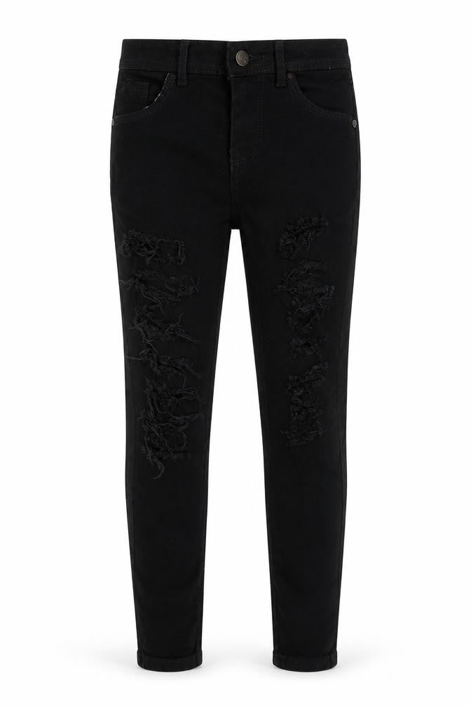 A2Z 4 Kids Girls Black Cotton Skinny Jeans Size 13 Years Regular Zip - Distressed Denim