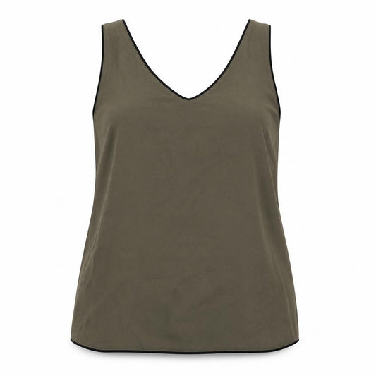 Papaya Womens Green Polyester Basic Tank Size 12 V-Neck