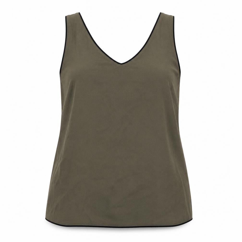 Papaya Womens Green Polyester Basic Tank Size 12 V-Neck