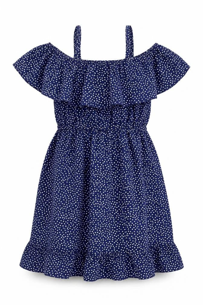 ROMWE Womens Blue Polka Dot Polyester Fit & Flare Size 8 Off the Shoulder Pullover