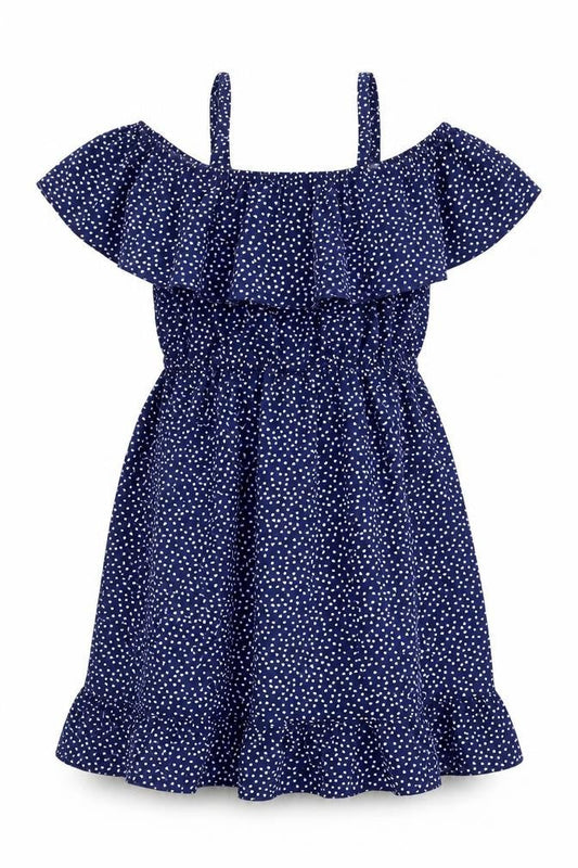 ROMWE Womens Blue Polka Dot Polyester Fit & Flare Size 8 Off the Shoulder Pullover