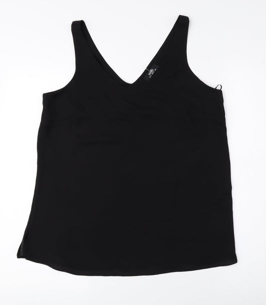 Wallis Womens Black Polyester Basic Tank Size 10 V-Neck