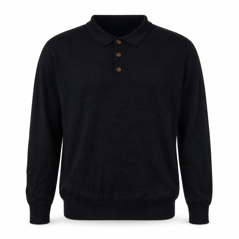 Cedarwood State Mens Black Collared Cotton Pullover Jumper Size XL