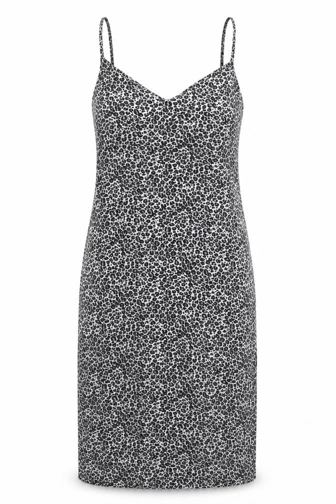 PRETTYLITTLETHING Womens Black Animal Print Polyester Tank Dress Size 12 Sweetheart Pullover - Cheetah Print