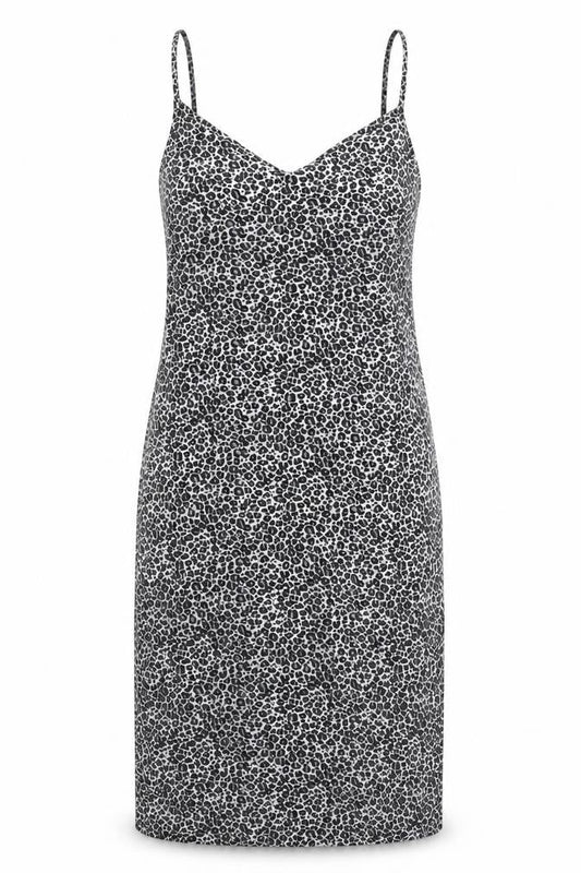 PRETTYLITTLETHING Womens Black Animal Print Polyester Tank Dress Size 12 Sweetheart Pullover - Cheetah Print
