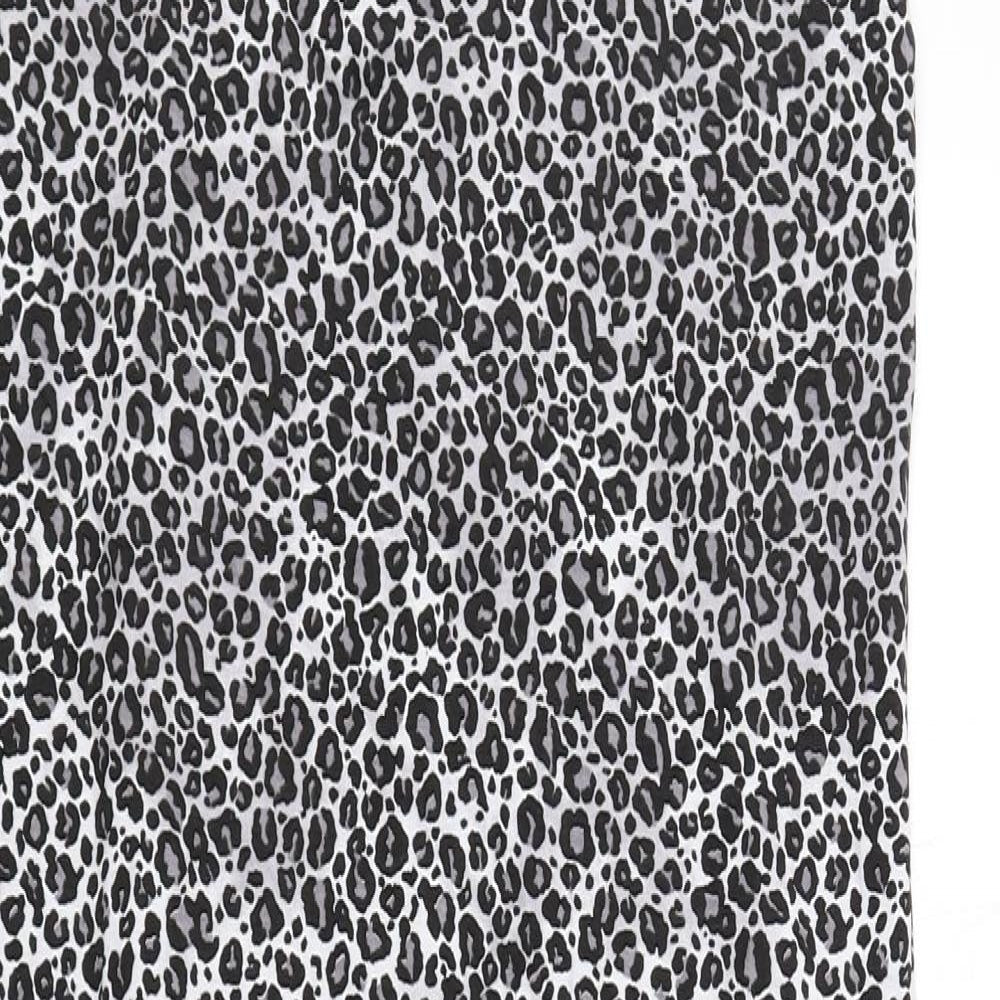 PRETTYLITTLETHING Womens Black Animal Print Polyester Tank Dress Size 12 Sweetheart Pullover - Cheetah Print