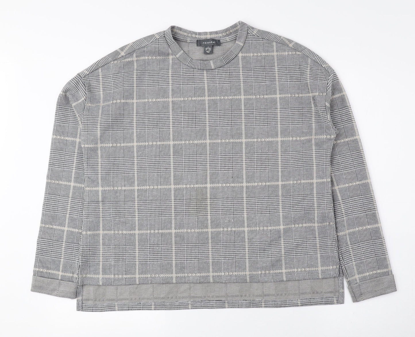 Primark Womens Grey Plaid Polyester Pullover Sweatshirt Size S Pullover