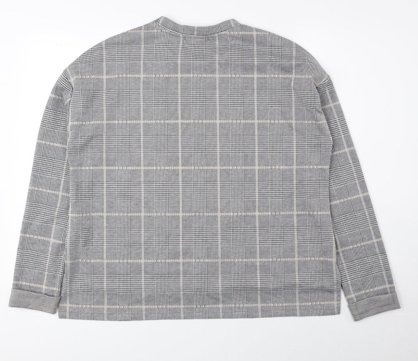 Primark Womens Grey Plaid Polyester Pullover Sweatshirt Size S Pullover