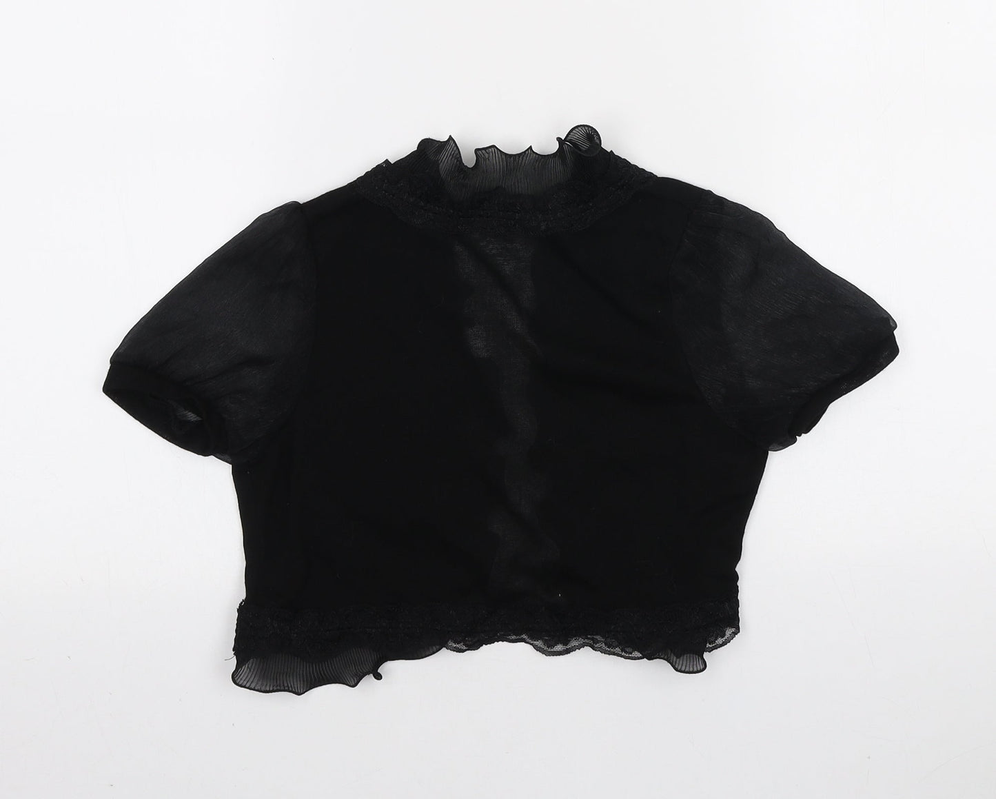 Quiz Womens Black V-Neck Polyester Cardigan Jumper Size 12 - Rose Detail