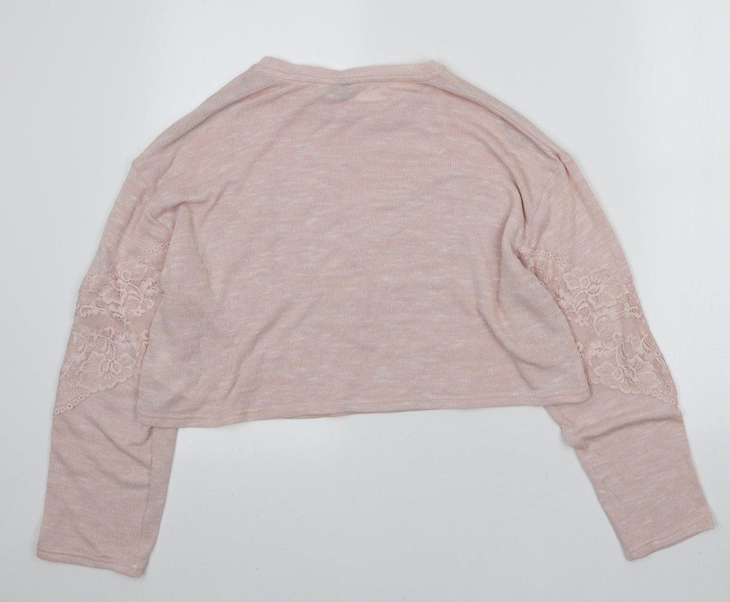H&M Womens Pink Round Neck Polyester Pullover Jumper Size S - Lace detail