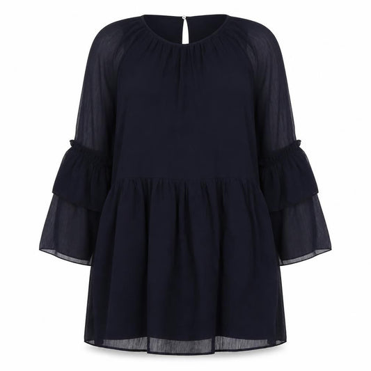 H&M Womens Blue Polyester Mini Size 10 Round Neck Button