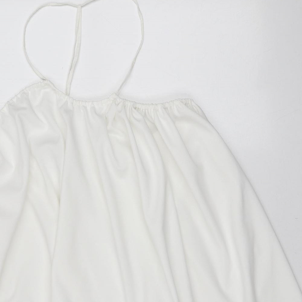 Zara Womens White Polyester Tank Dress Size S Halter Pullover