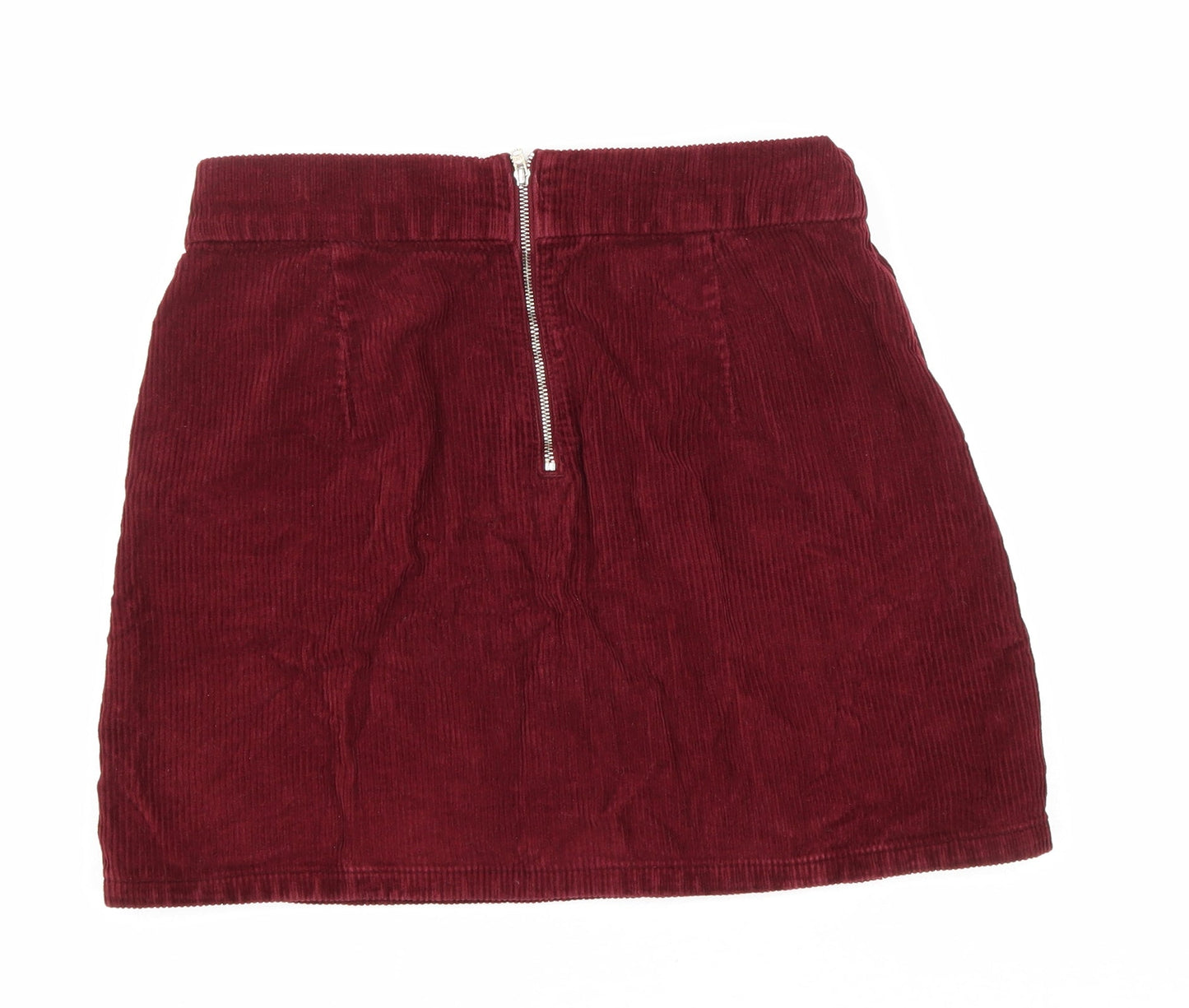 Topshop Womens Red Cotton A-Line Skirt Size 30 in Zip