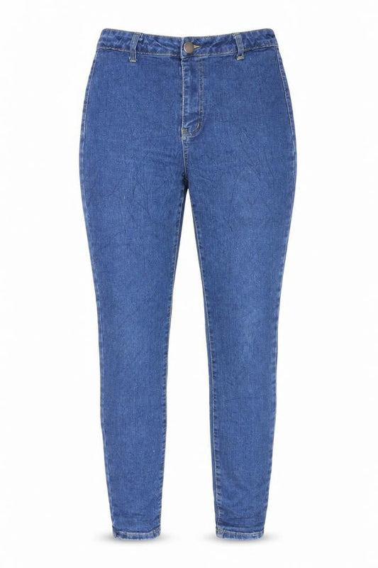 Boohoo Womens Blue Cotton Skinny Jeans Size 12 L27 in Regular Zip