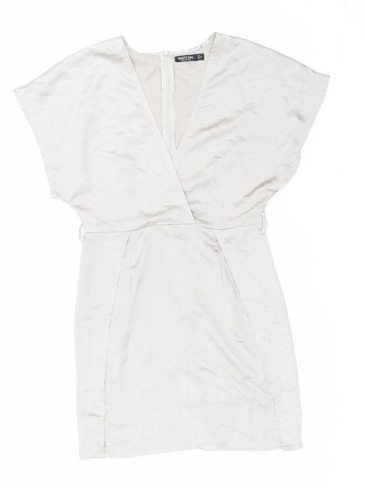 Nasty Gal Womens Grey Polyester Mini Size 6 V-Neck Zip