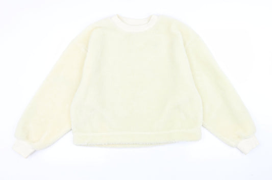 Topshop Womens Ivory Polyester Pullover Sweatshirt Size 8 Pullover