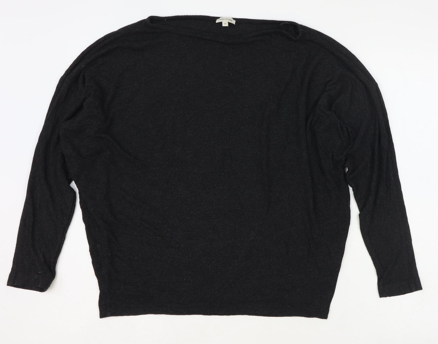 River Island Womens Grey Round Neck Polyester Pullover Jumper Size 12