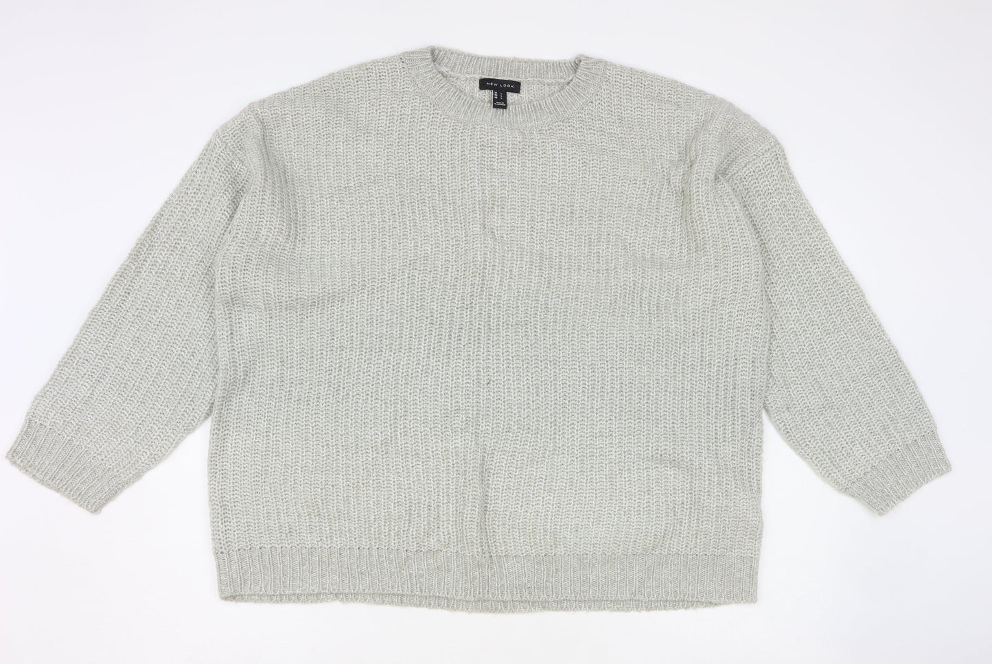 New Look Womens Grey Round Neck Acrylic Pullover Jumper Size L