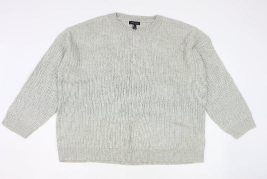 New Look Womens Grey Round Neck Acrylic Pullover Jumper Size L