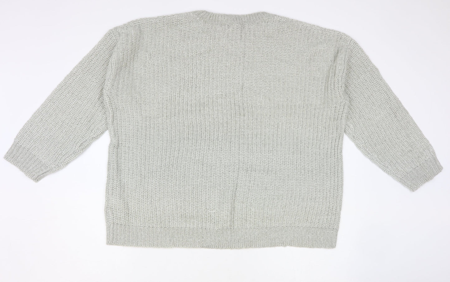 New Look Womens Grey Round Neck Acrylic Pullover Jumper Size L