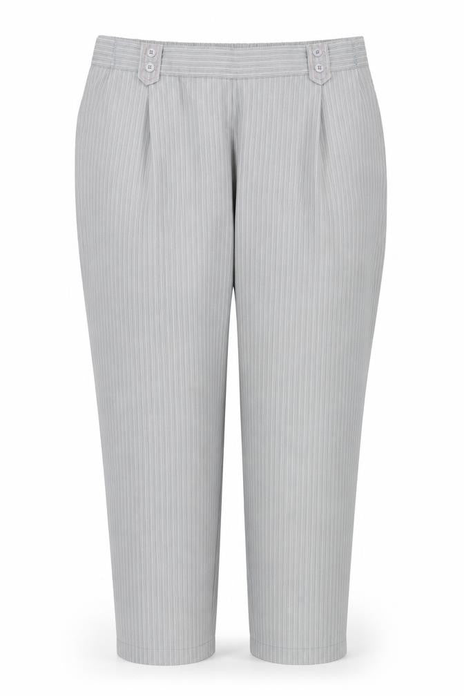 Bonmarché Womens Grey Striped Polyester Trousers Size 22 L27 in Regular