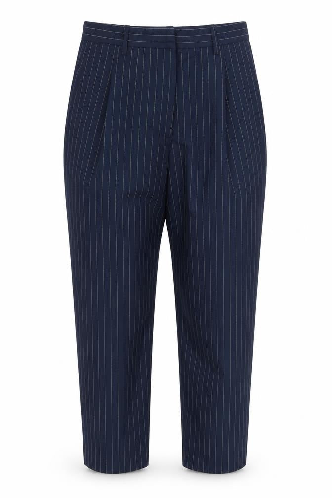 Monkl Womens Blue Striped Polyester Trousers Size 10 L28 in Regular Zip