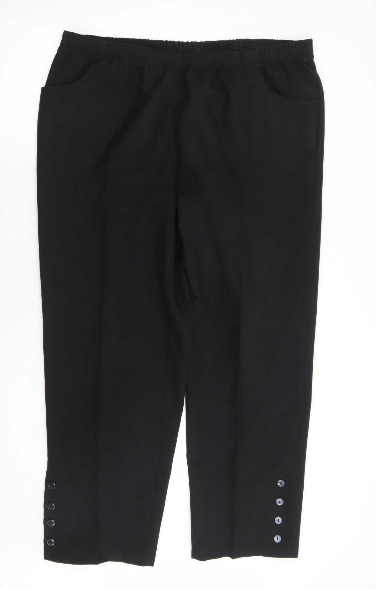 Preworn Womens Black Polyester Trousers Size 38 in L28 in Regular