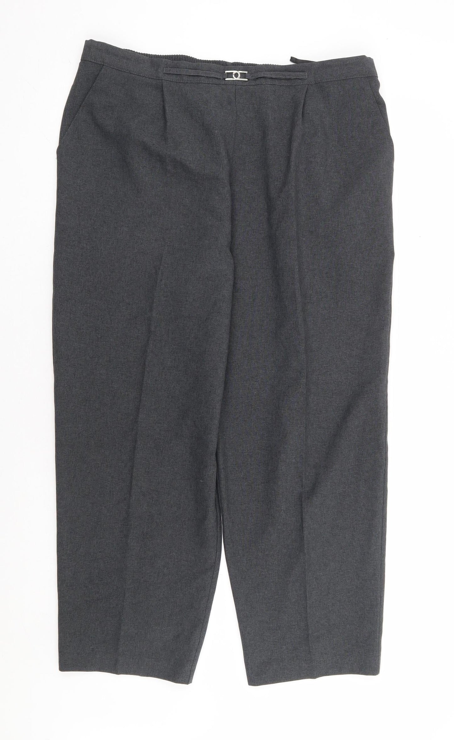 Mia Moda Womens Grey Polyester Trousers Size 20 L27 in Regular